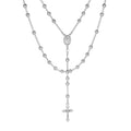 Hail Mary & Our Father Rosary Beads Necklace - 925 Silver - 5mm - 30"