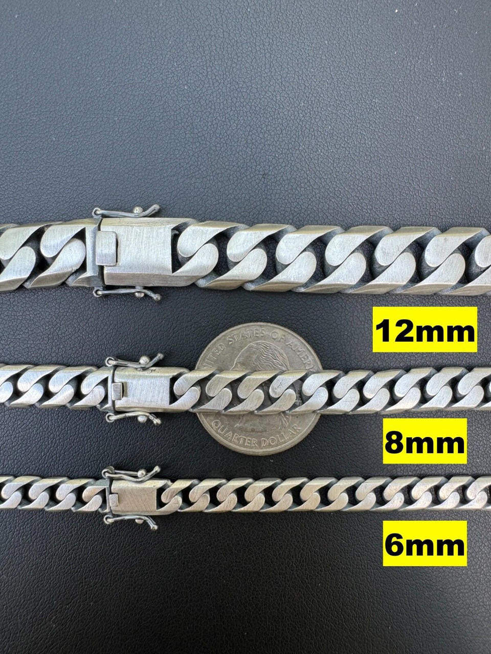 Modern Miami Cuban Link Chain Necklace Or Bracelet - 925 Sterling Silver Oxidized Gunmetal Finish - 7"-28" - 6mm-20mm