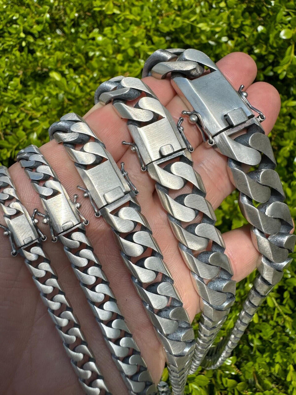 Modern Miami Cuban Link Chain Necklace Or Bracelet - 925 Sterling Silver Oxidized Gunmetal Finish - 7"-28" - 6mm-20mm