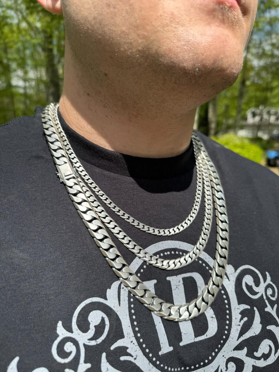 Modern Miami Cuban Link Chain Necklace Or Bracelet - 925 Sterling Silver Oxidized Gunmetal Finish - 7"-28" - 6mm-20mm