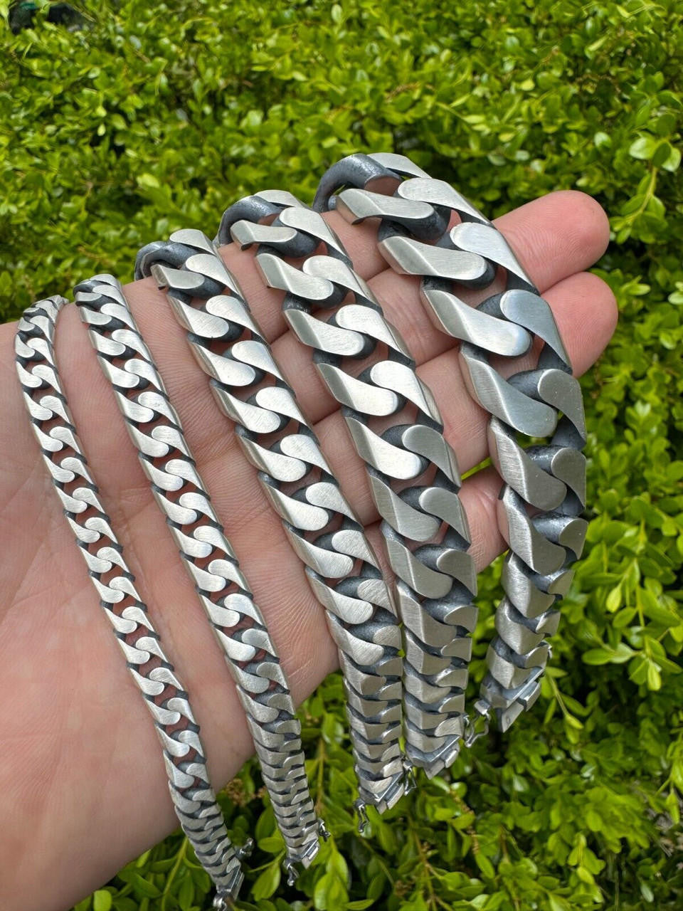 Modern Miami Cuban Link Chain Necklace Or Bracelet - 925 Sterling Silver Oxidized Gunmetal Finish - 7"-28" - 6mm-20mm