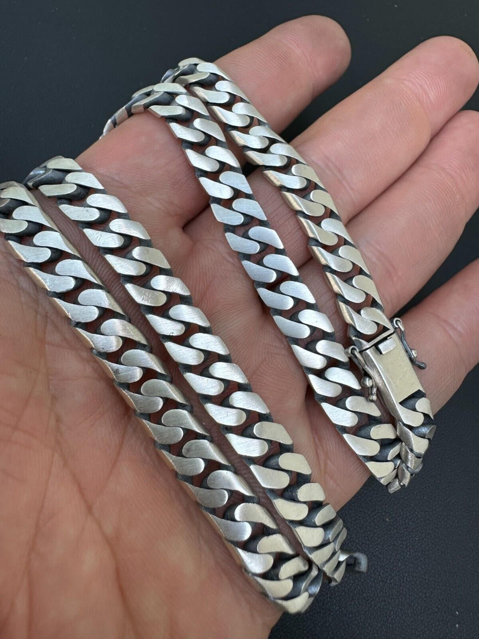 Modern Miami Cuban Link Chain Necklace Or Bracelet - 925 Sterling Silver Oxidized Gunmetal Finish - 7"-28" - 6mm-20mm