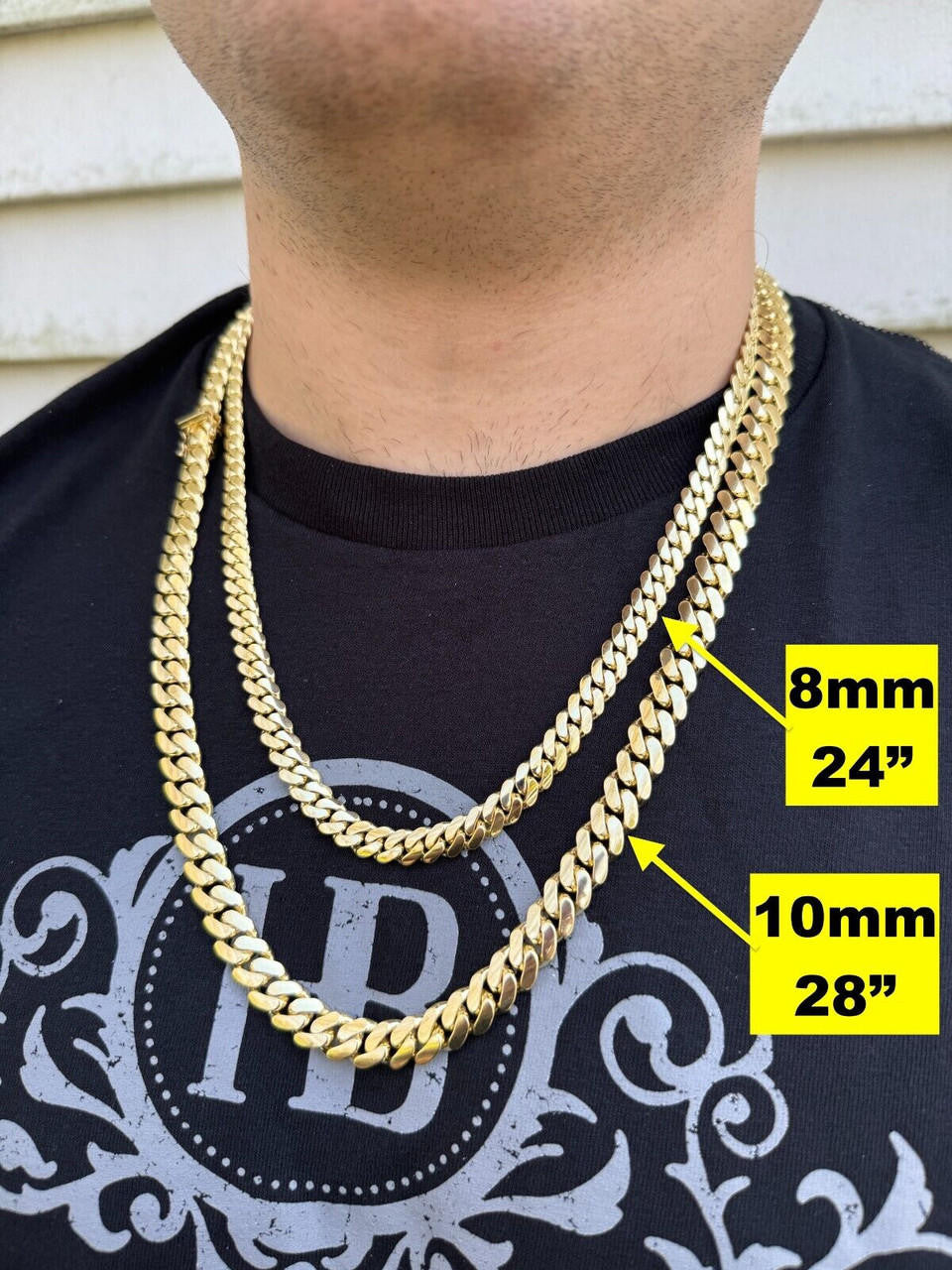 HANDMADE Tight Link Miami Cuban Link Chain Or Bracelet Necklace - 14k Yellow Gold - 7"-28" - 5mm-10mm