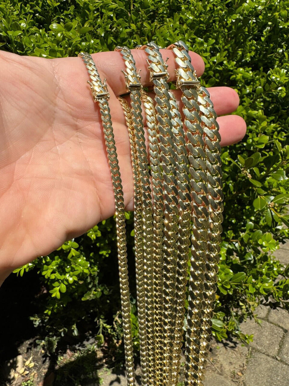 HANDMADE Tight Link Miami Cuban Link Chain Or Bracelet Necklace - 14k Yellow Gold - 7"-28" - 5mm-10mm