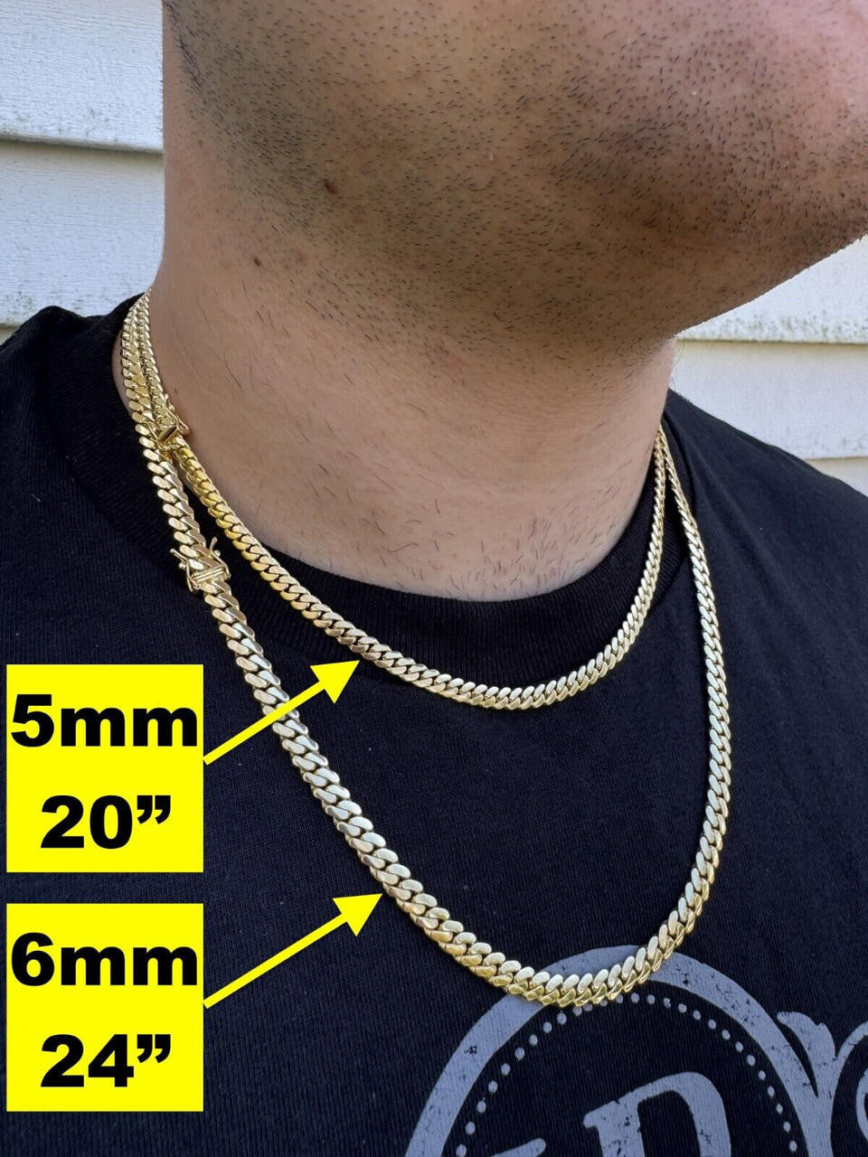 HANDMADE Tight Link Miami Cuban Link Chain Or Bracelet Necklace - 14k Yellow Gold - 7"-28" - 5mm-10mm