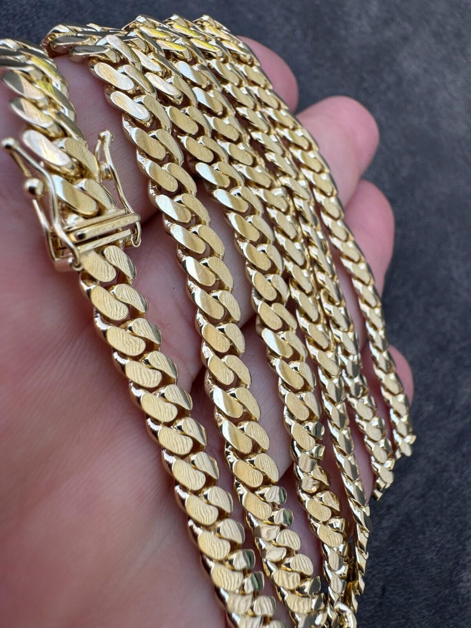 HANDMADE Tight Link Miami Cuban Link Chain Or Bracelet Necklace - 14k Yellow Gold - 7"-28" - 5mm-10mm
