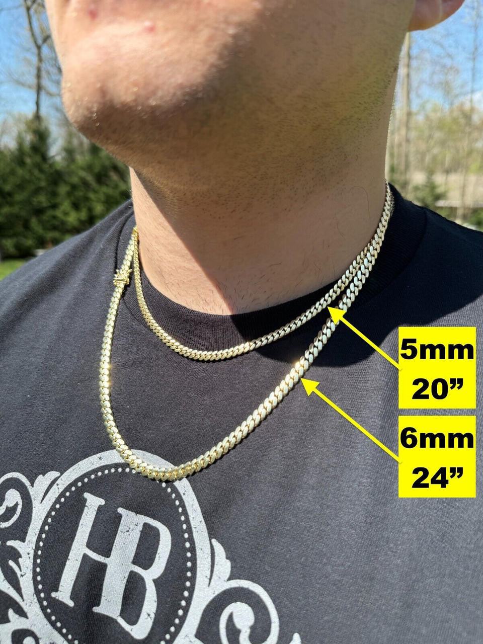 HANDMADE Tight Link Miami Cuban Link Chain Or Bracelet Necklace - 14k Yellow Gold - 7"-28" - 5mm-10mm