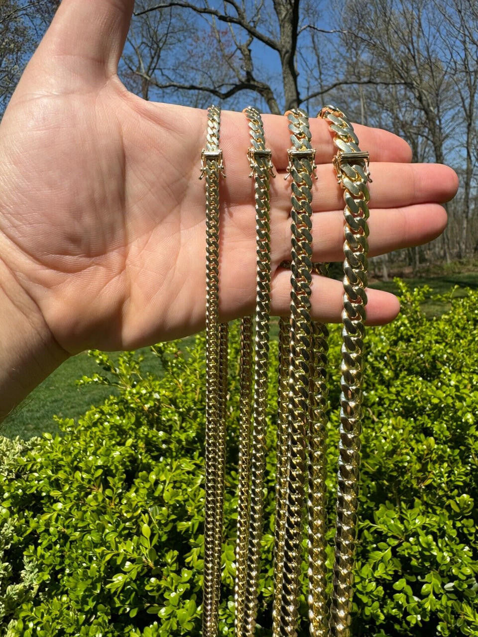 HANDMADE Tight Link Miami Cuban Link Chain Or Bracelet Necklace - 14k Yellow Gold - 7"-28" - 5mm-10mm