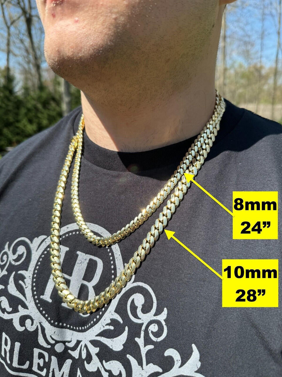 HANDMADE Tight Link Miami Cuban Link Chain Or Bracelet Necklace - 14k Yellow Gold - 7"-28" - 5mm-10mm