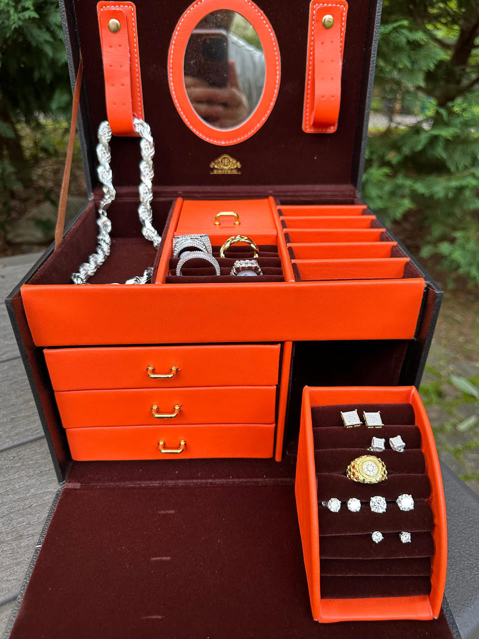 Harlembling Leather Full Size Home Jewelry Box Case