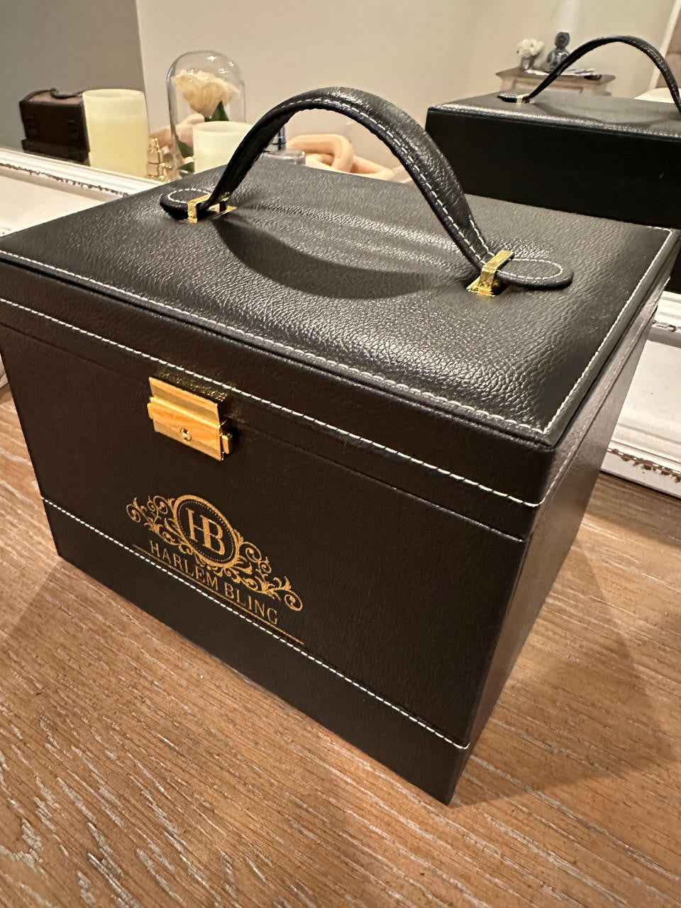 Harlembling Leather Full Size Home Jewelry Box Case