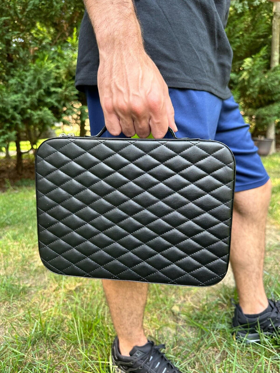 Harlembling Leather Travel Jewelry Box Carrying Case - Black