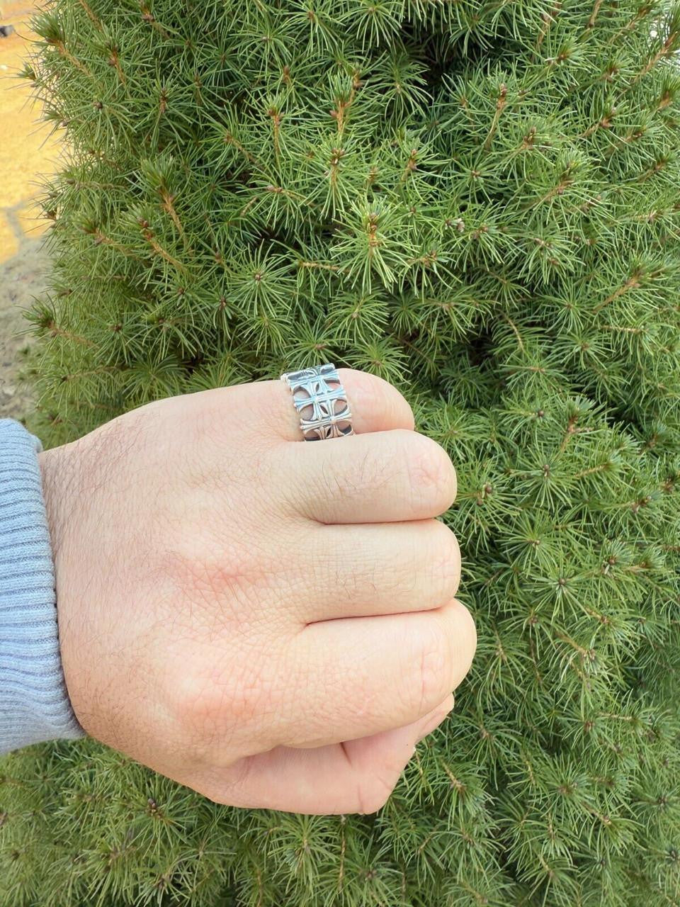 Hearts Chrome Cross Ring - 925 Silver Oxidized - Plain