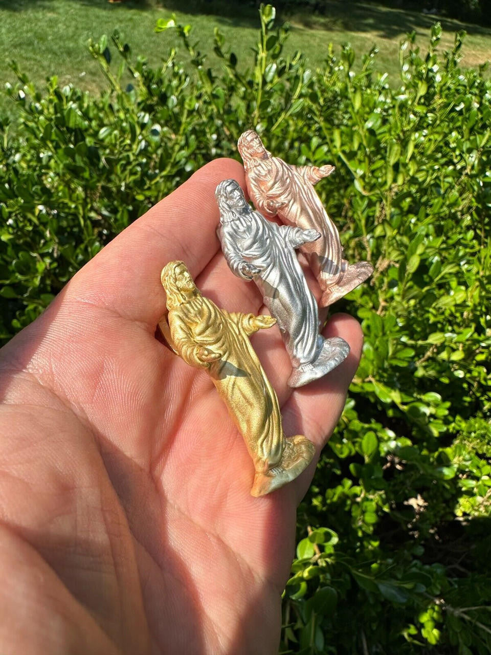 Heavy 3D Jesus Piece Real 925 Silver / 14k Yellow Rose Gold Pendant Necklace