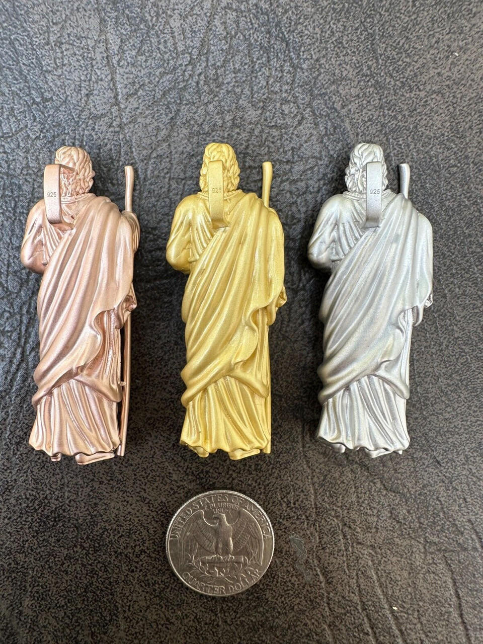 Heavy 3D San Judas Pendant - 14k Yellow/Rose Gold Vermeil Or 925 Silver - Large 2.5"