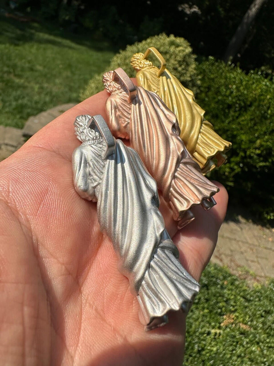 Heavy 3D San Judas Pendant - 14k Yellow/Rose Gold Vermeil Or 925 Silver - Large 2.5"