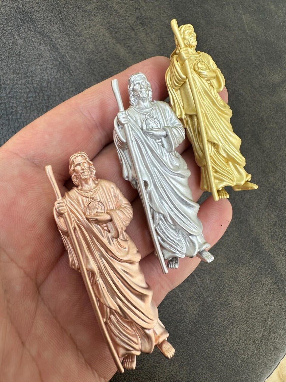 Heavy 3D San Judas Pendant - 14k Yellow/Rose Gold Vermeil Or 925 Silver - Large 2.5"