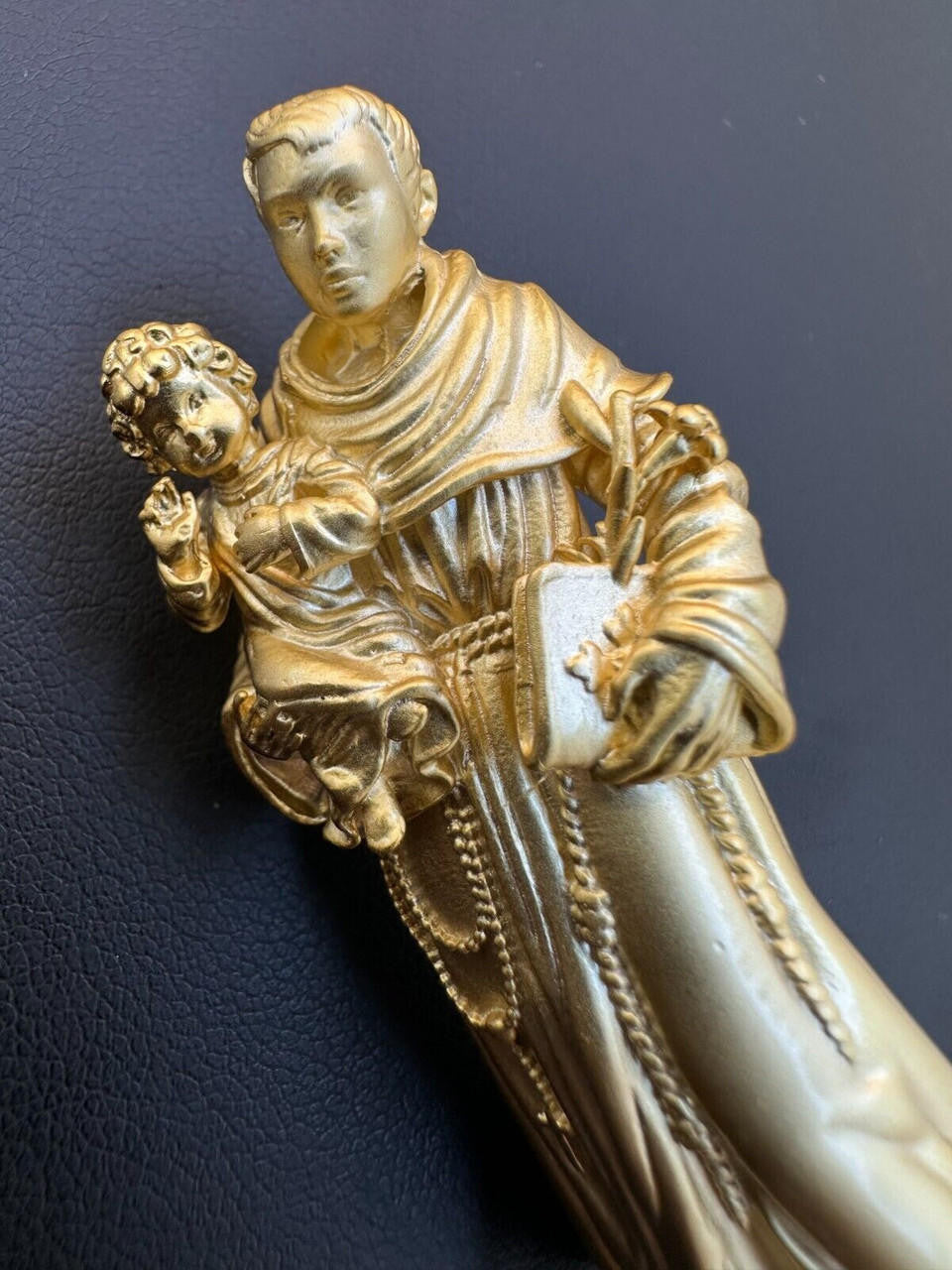 Heavy 3D St Joseph W Baby Jesus Pendant - Sandblasted Matte Finish 14k Gold Vermeil Or 925 Silver - Large 2.5"