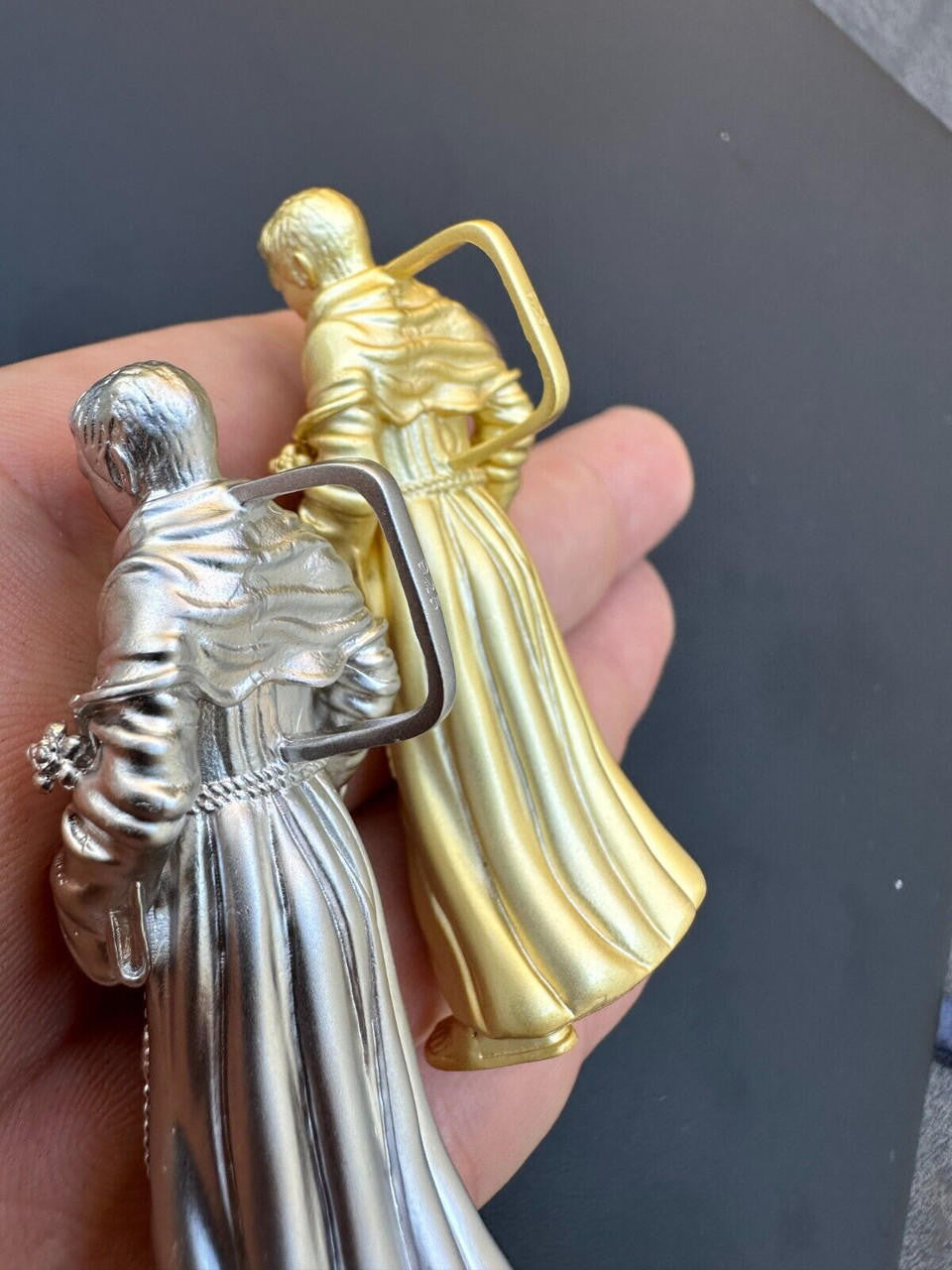 Heavy 3D St Joseph W Baby Jesus Pendant - Sandblasted Matte Finish 14k Gold Vermeil Or 925 Silver - Large 2.5"