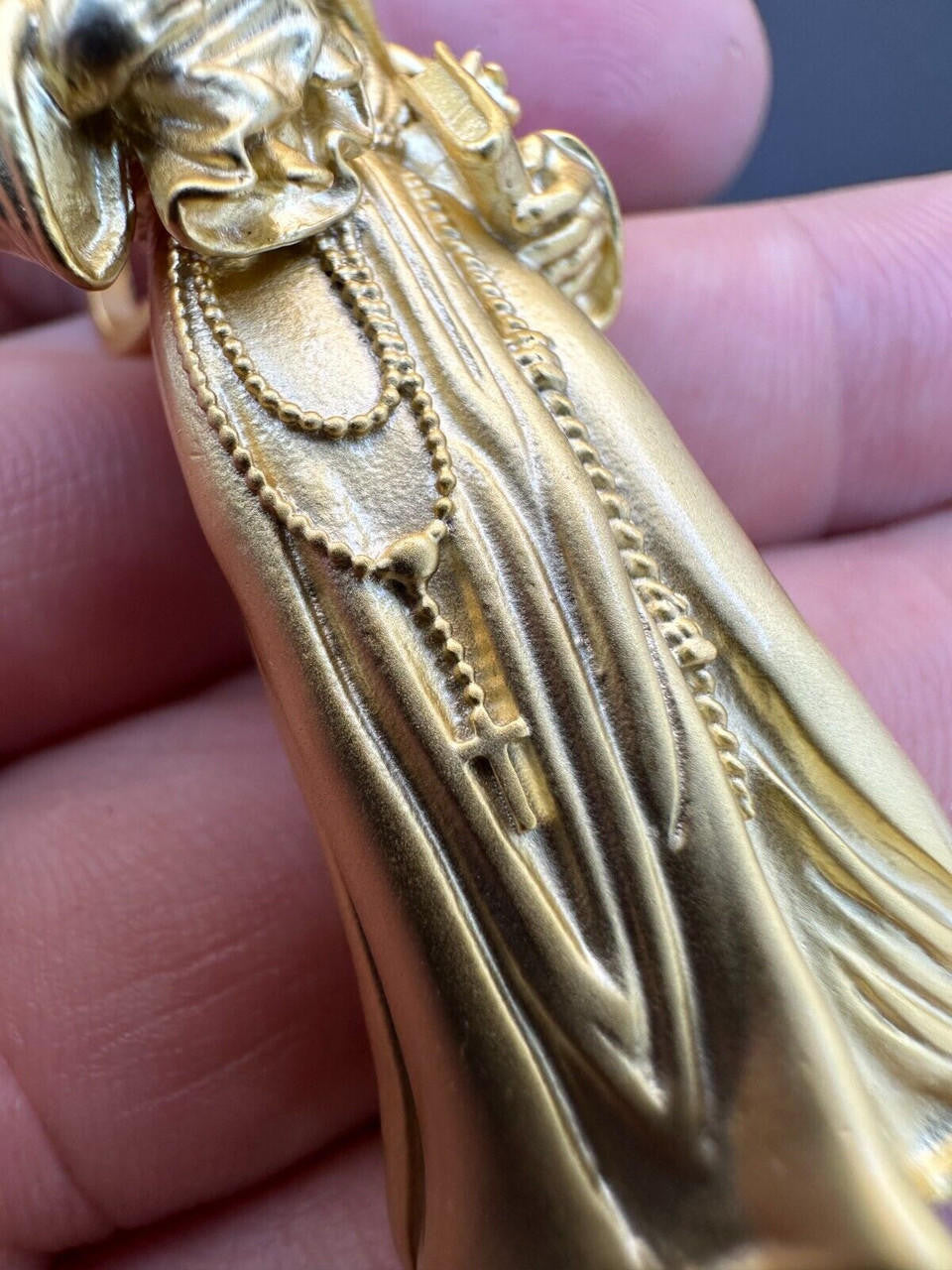Heavy 3D St Joseph W Baby Jesus Pendant - Sandblasted Matte Finish 14k Gold Vermeil Or 925 Silver - Large 2.5"