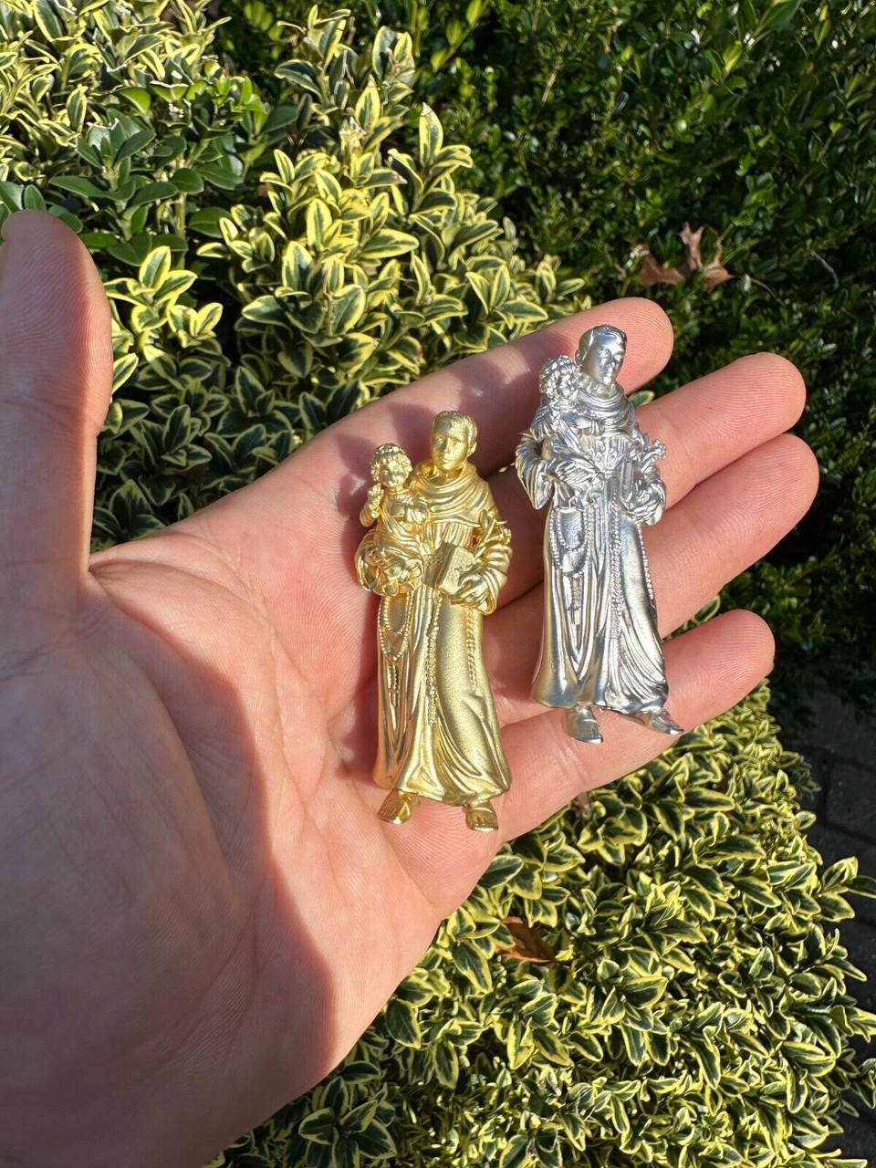 Heavy 3D St Joseph W Baby Jesus Pendant - Sandblasted Matte Finish 14k Gold Vermeil Or 925 Silver - Large 2.5"
