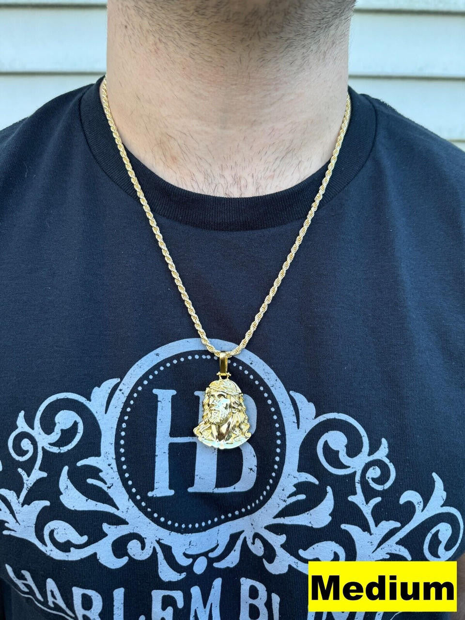 Sacred Jesus Plain Pendant - 14k Gold Vermeil 925 Silver - 3 Sizes 1.5"-3"