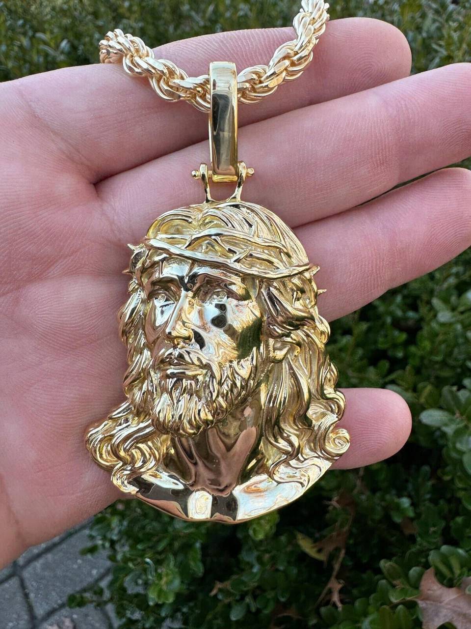Sacred Jesus Plain Pendant - 14k Gold Vermeil 925 Silver - 3 Sizes 1.5"-3"