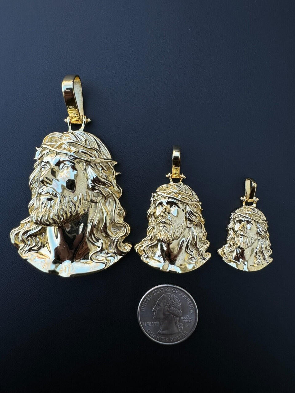 Sacred Jesus Plain Pendant - 14k Gold Vermeil 925 Silver - 3 Sizes 1.5"-3"
