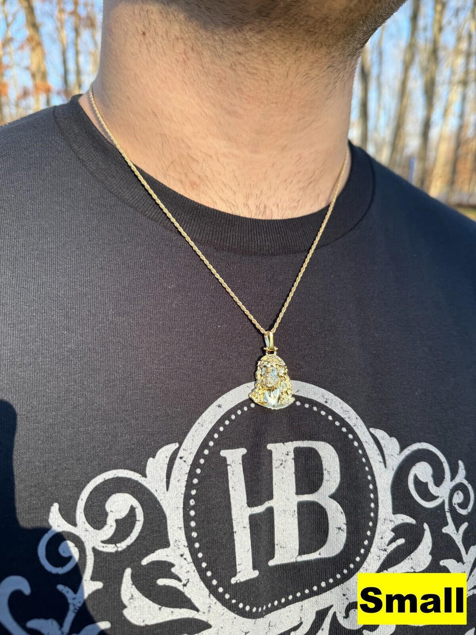Sacred Jesus Plain Pendant - 14k Gold Vermeil 925 Silver - 3 Sizes 1.5"-3"