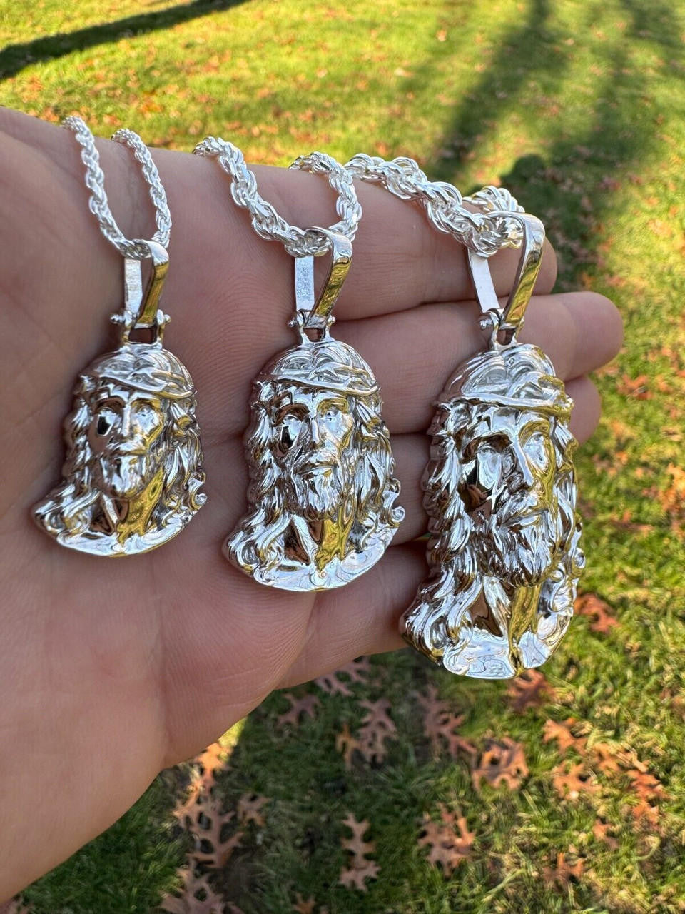 Sacred Jesus Plain Pendant - 925 Silver - 3 Sizes 1.5"-3"