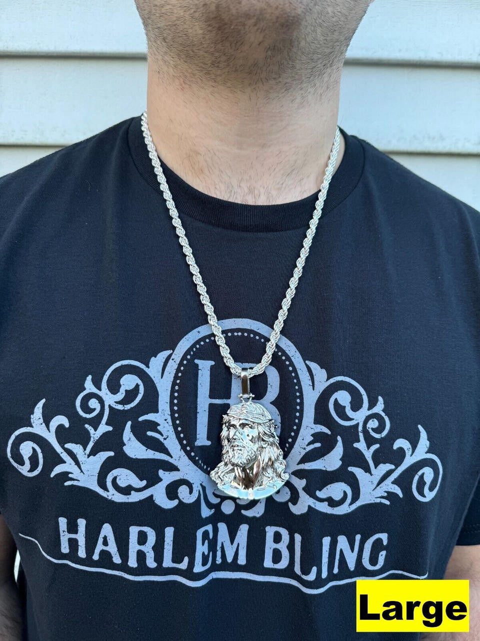 Sacred Jesus Plain Pendant - 925 Silver - 3 Sizes 1.5"-3"