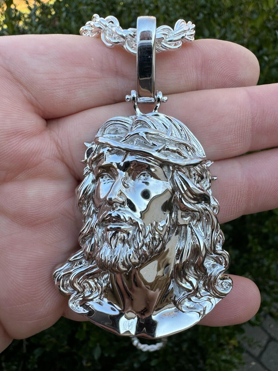 Sacred Jesus Plain Pendant - 925 Silver - 3 Sizes 1.5"-3"