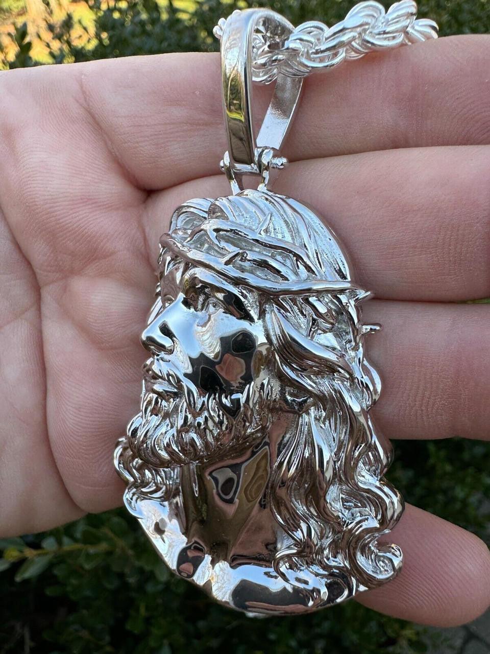 Sacred Jesus Plain Pendant - 925 Silver - 3 Sizes 1.5"-3"