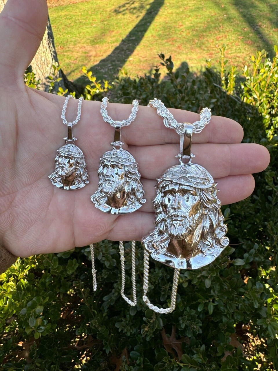 Sacred Jesus Plain Pendant - 925 Silver - 3 Sizes 1.5"-3"