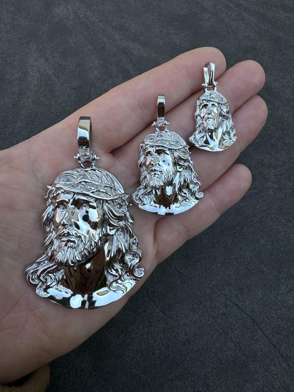Sacred Jesus Plain Pendant - 925 Silver - 3 Sizes 1.5"-3"