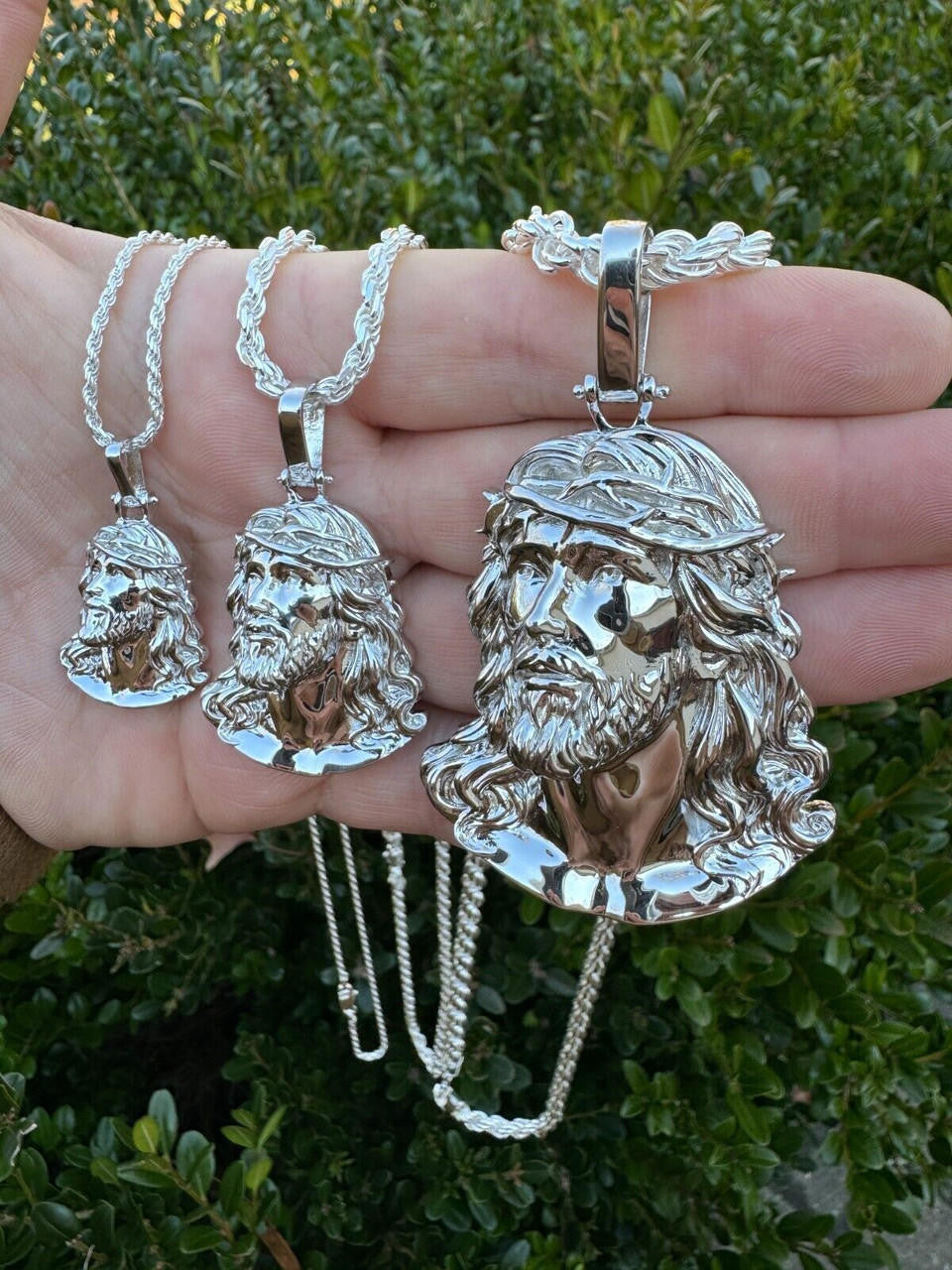 Sacred Jesus Plain Pendant - 925 Silver - 3 Sizes 1.5"-3"