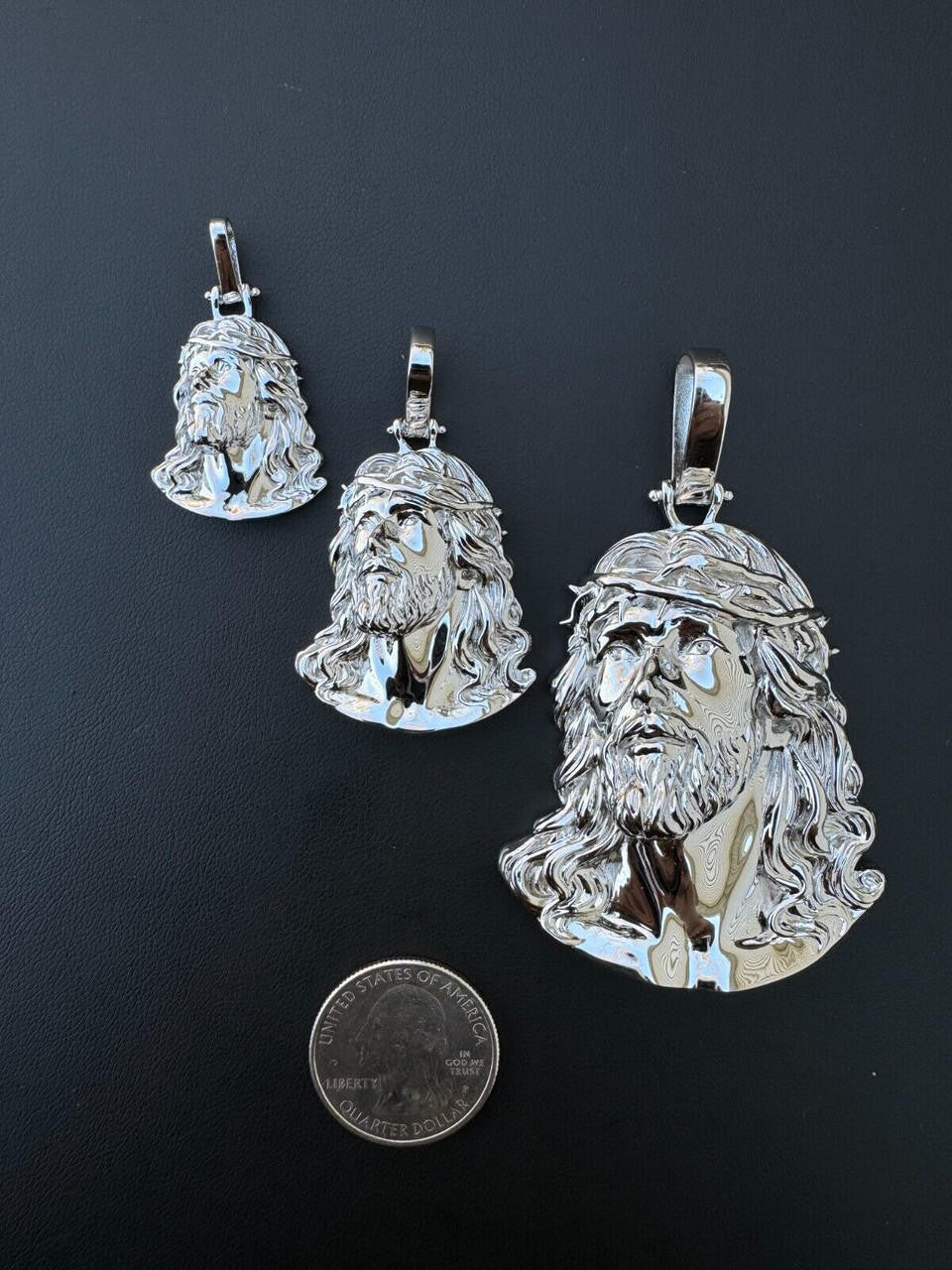 Sacred Jesus Plain Pendant - 925 Silver - 3 Sizes 1.5"-3"