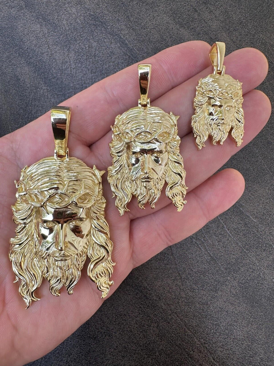 #1 Bestseller Jesus Piece Pendant - 14k Gold Vermeil 925 Silver - 3 Sizes 1.5"-3"