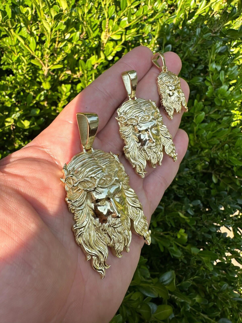 #1 Bestseller Jesus Piece Pendant - 14k Gold Vermeil 925 Silver - 3 Sizes 1.5"-3"