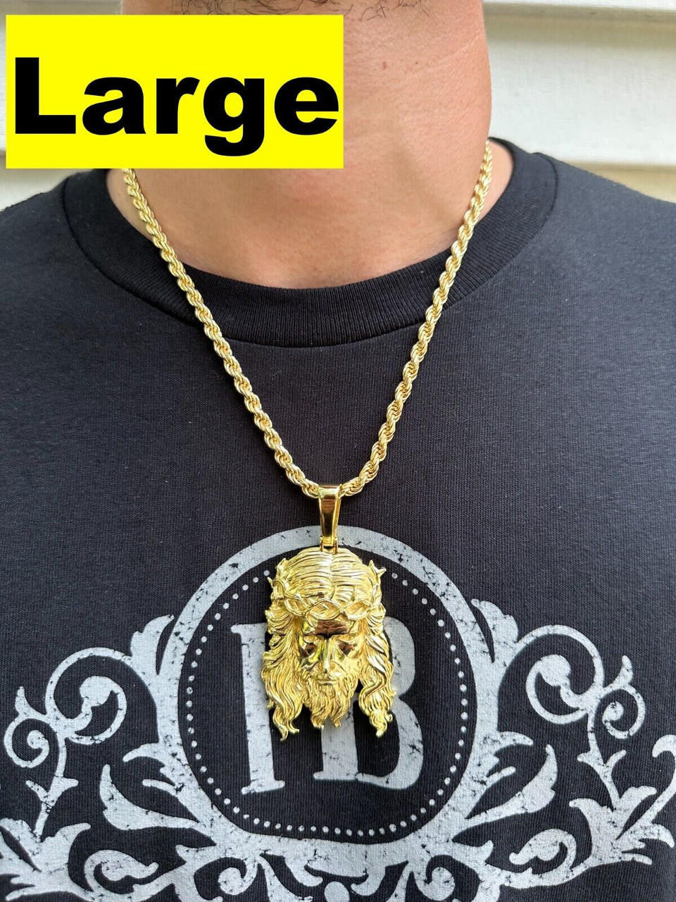 #1 Bestseller Jesus Piece Pendant - 14k Gold Vermeil 925 Silver - 3 Sizes 1.5"-3"