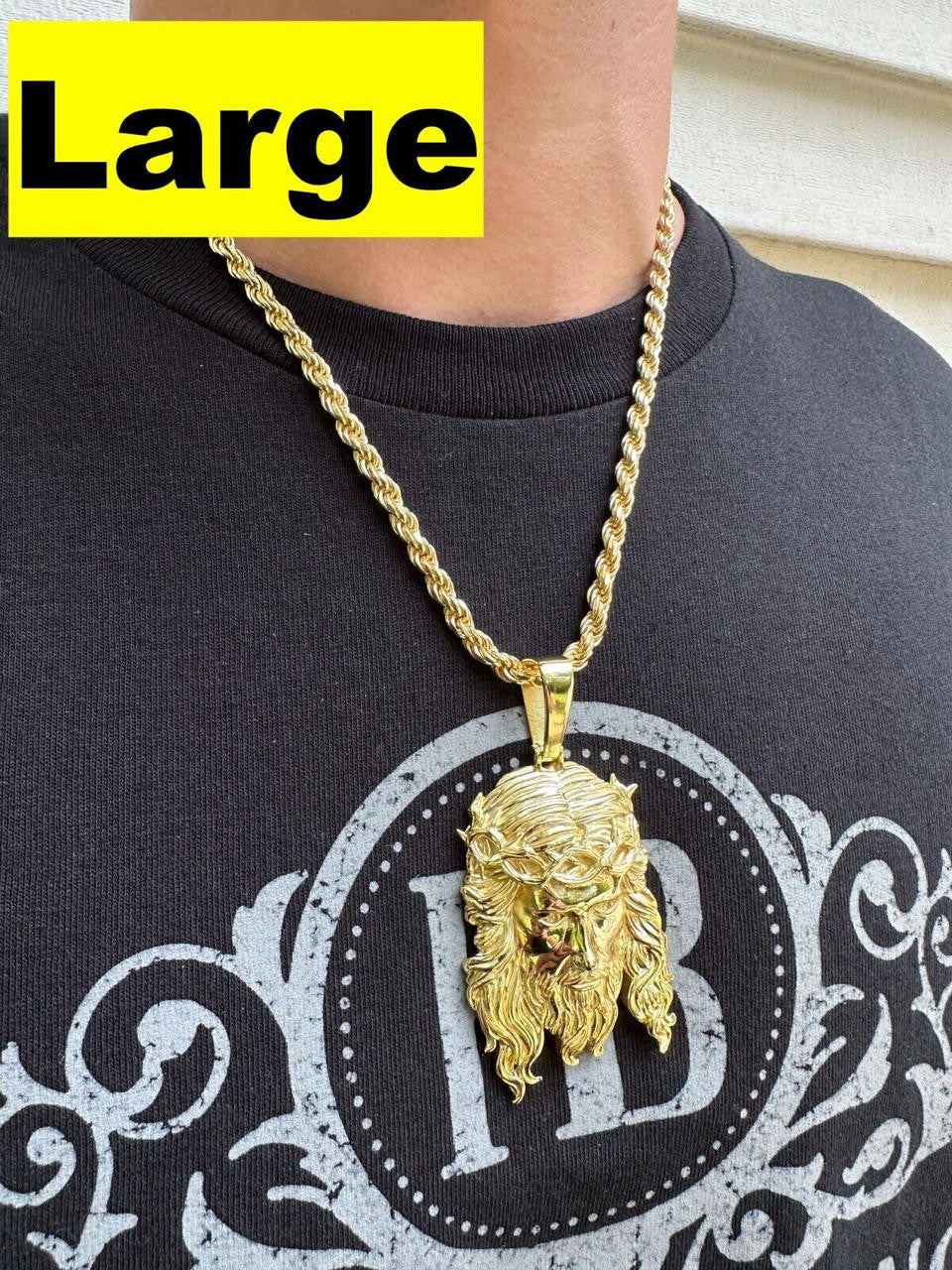 #1 Bestseller Jesus Piece Pendant - 14k Gold Vermeil 925 Silver - 3 Sizes 1.5"-3"