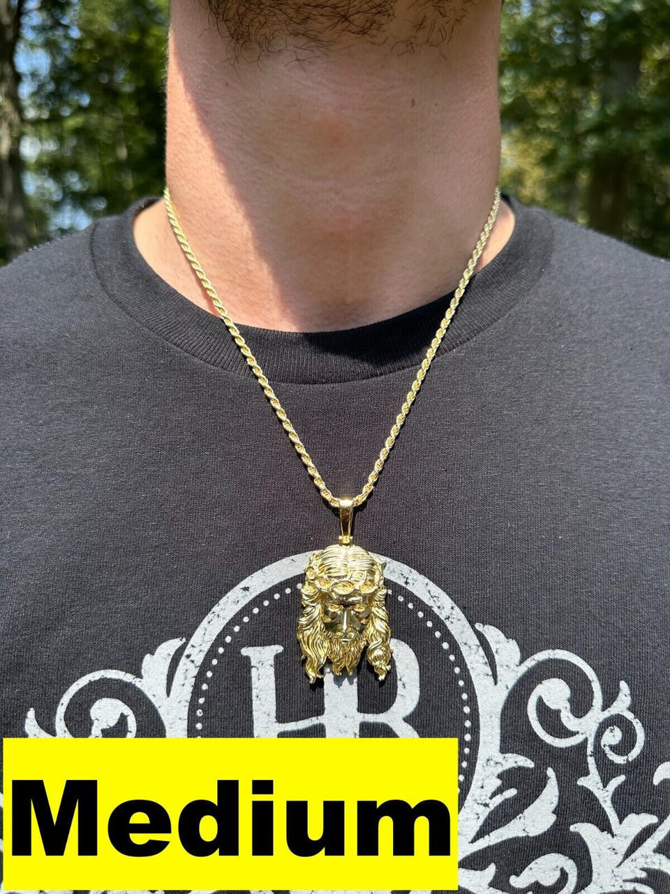 #1 Bestseller Jesus Piece Pendant - 14k Gold Vermeil 925 Silver - 3 Sizes 1.5"-3"