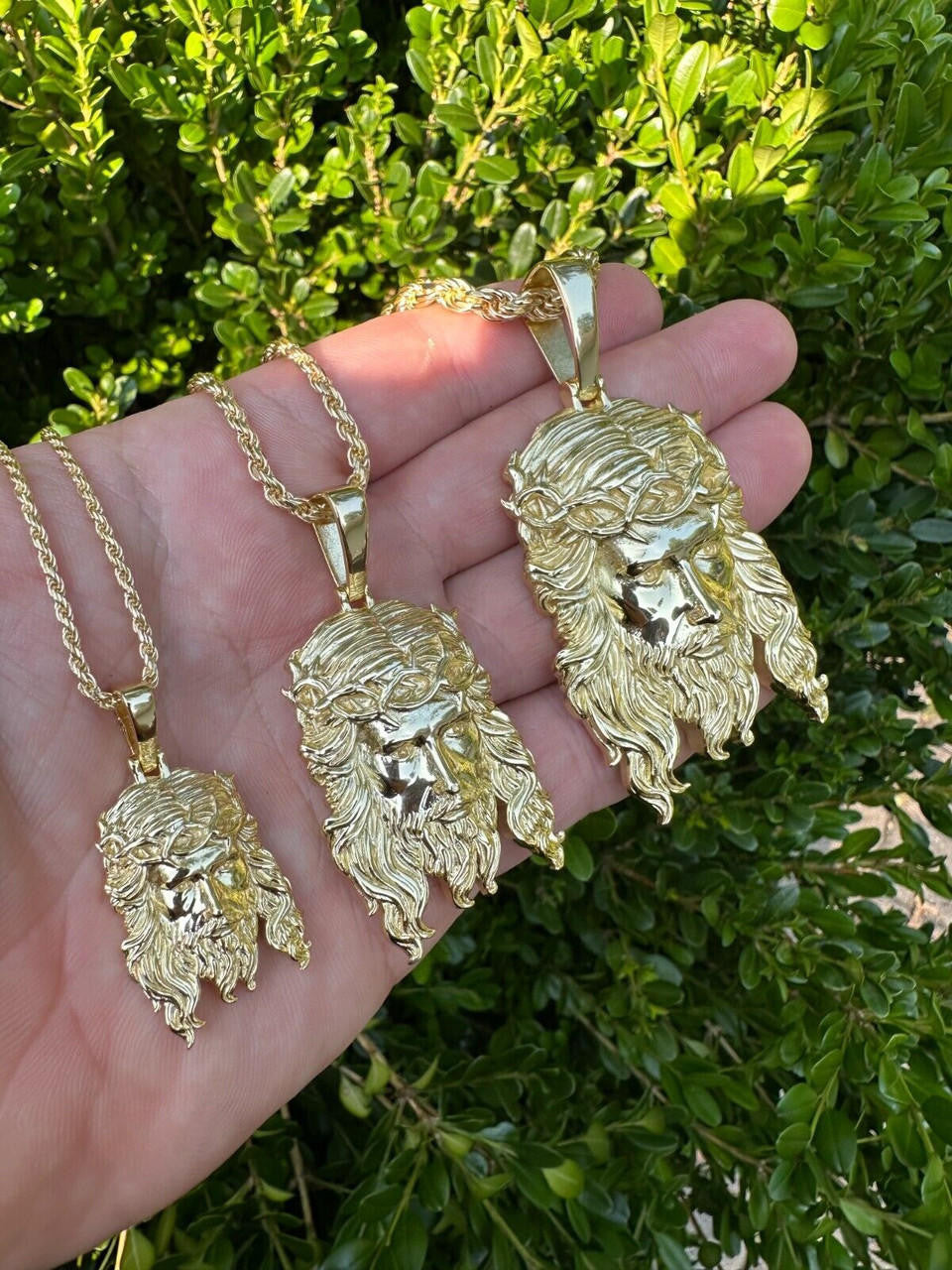 #1 Bestseller Jesus Piece Pendant - 14k Gold Vermeil 925 Silver - 3 Sizes 1.5"-3"
