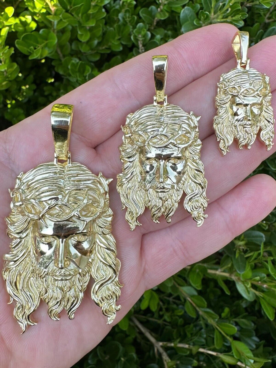 #1 Bestseller Jesus Piece Pendant - 14k Gold Vermeil 925 Silver - 3 Sizes 1.5"-3"