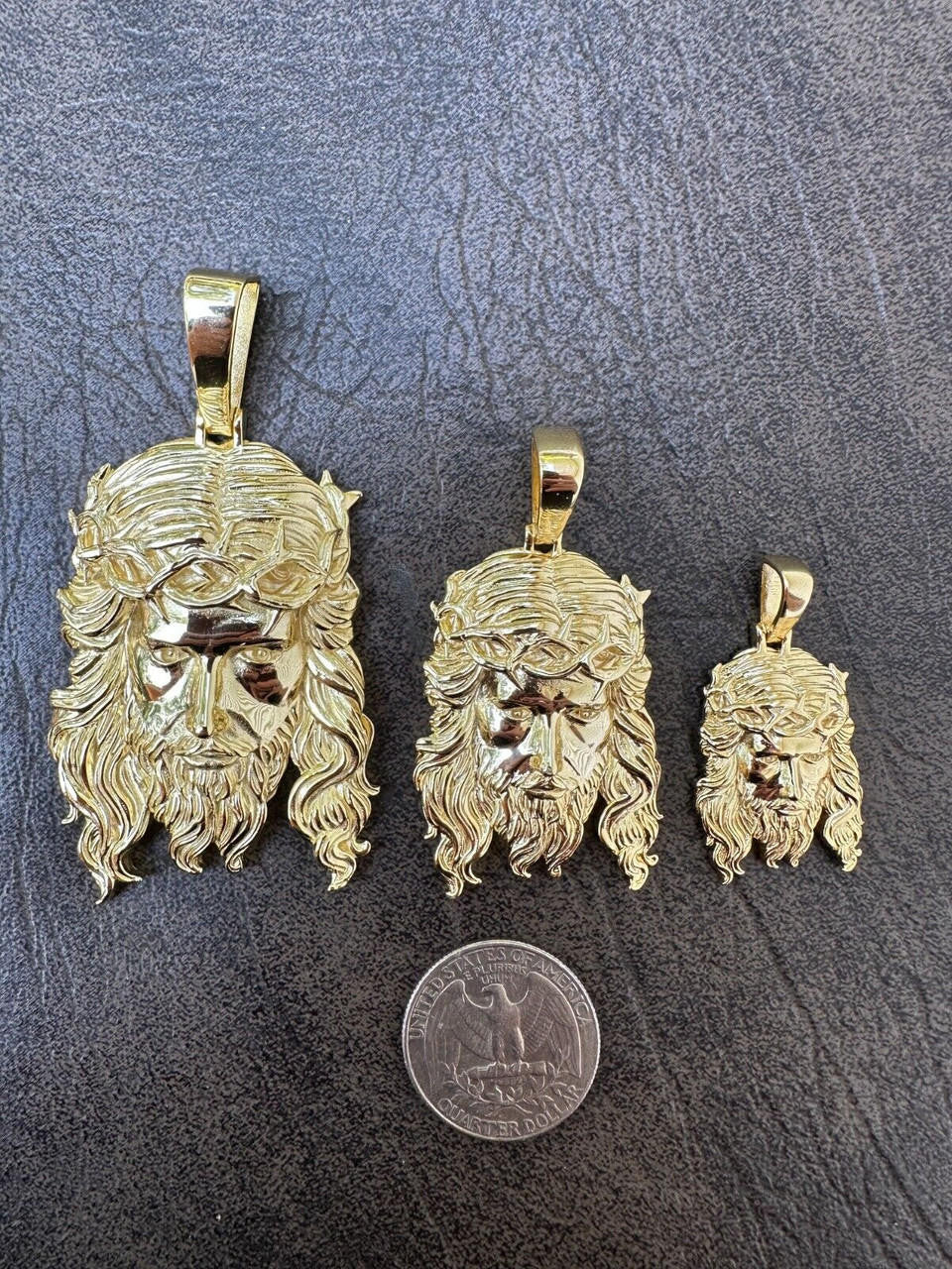 #1 Bestseller Jesus Piece Pendant - 14k Gold Vermeil 925 Silver - 3 Sizes 1.5"-3"