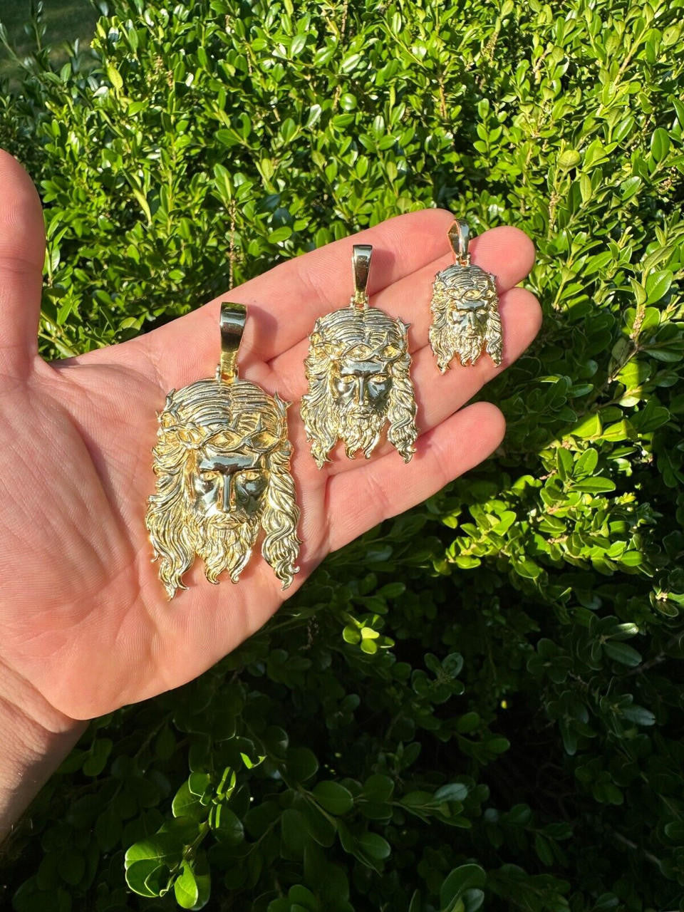 #1 Bestseller Jesus Piece Pendant - 14k Gold Vermeil 925 Silver - 3 Sizes 1.5"-3"