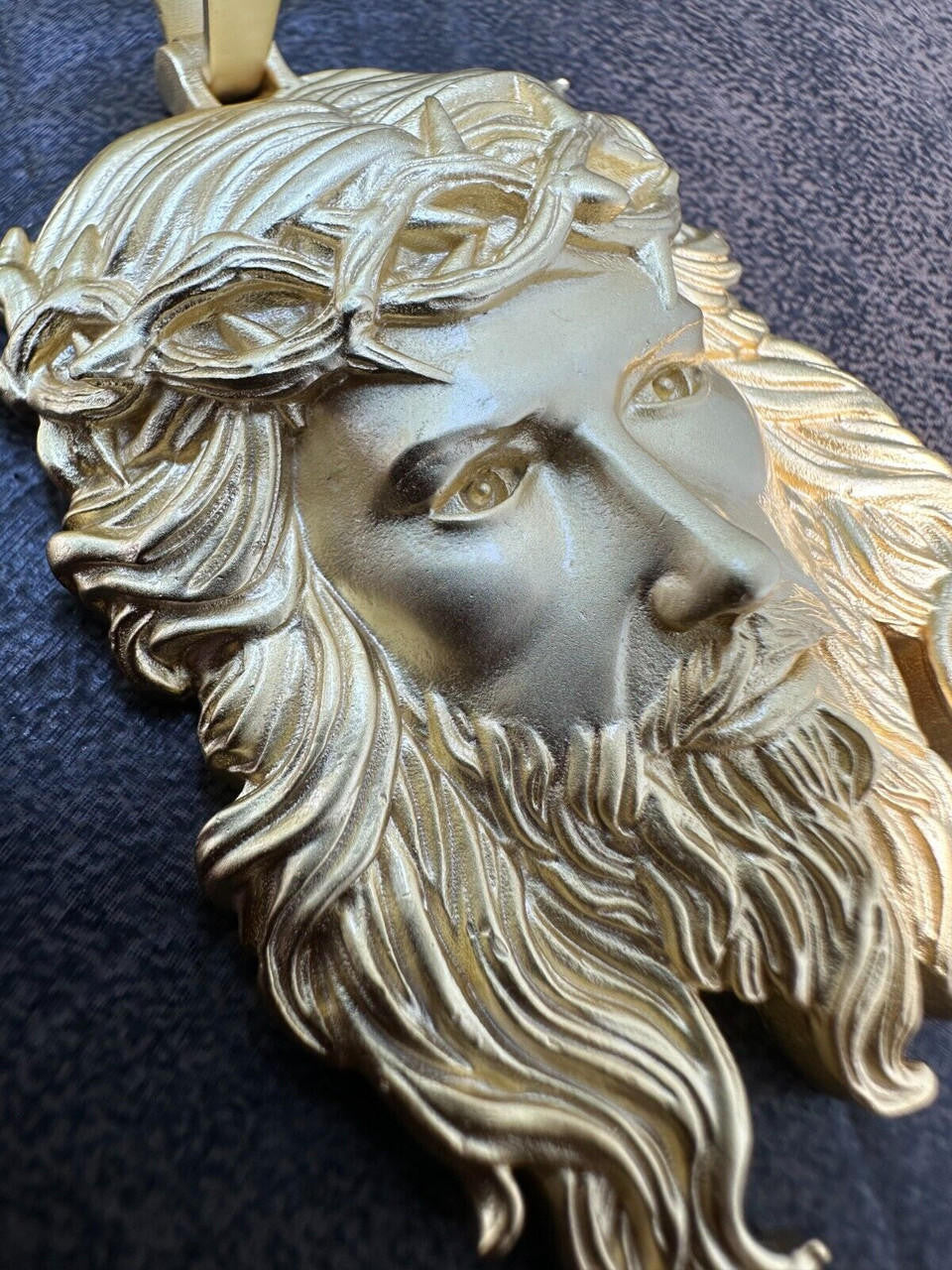 #1 Bestseller Jesus Piece Pendant - Sandblasted Matte Finish 14k Gold Vermeil 925 Silver - 3 Sizes 1.5"-3"