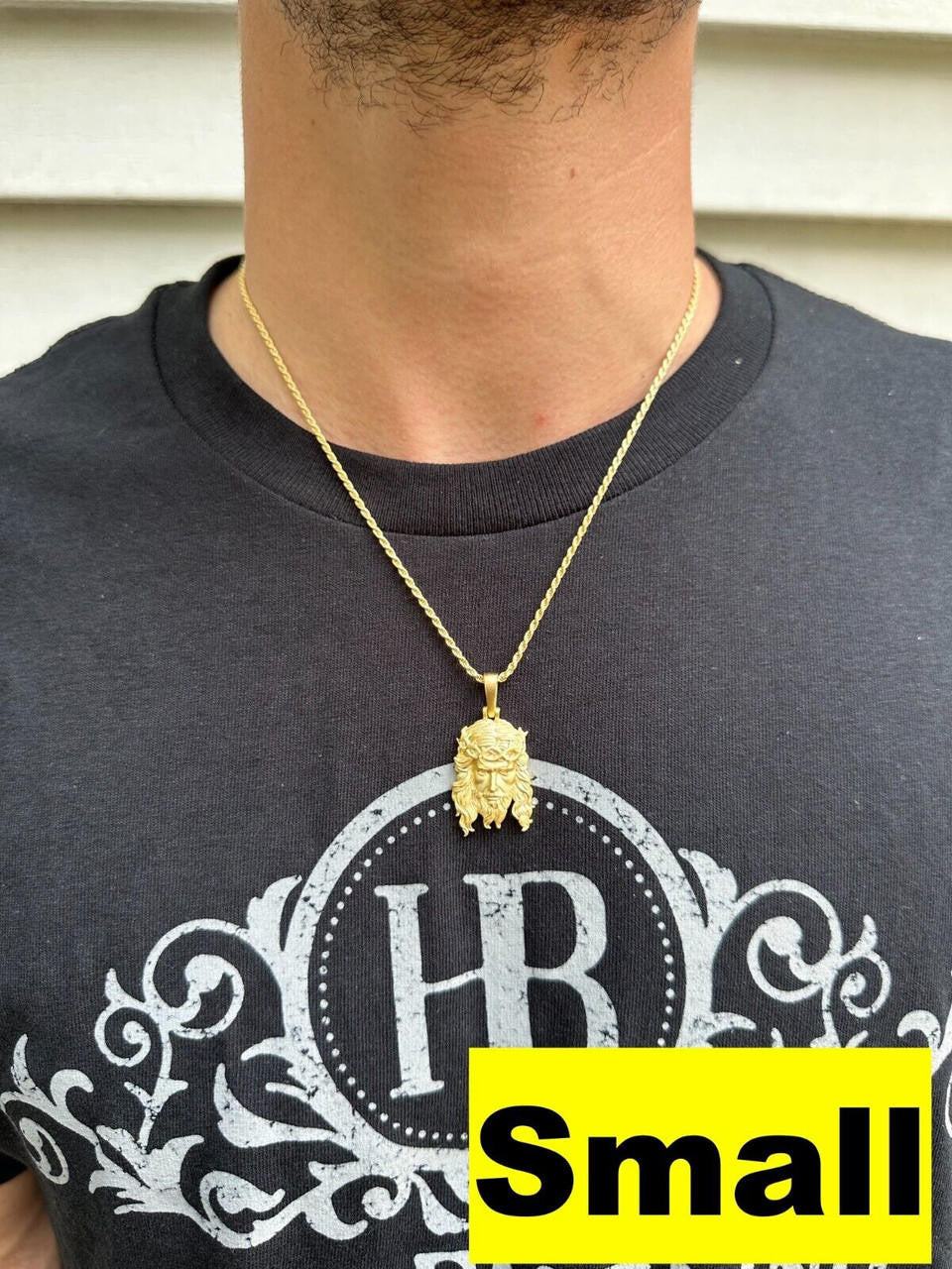 #1 Bestseller Jesus Piece Pendant - Sandblasted Matte Finish 14k Gold Vermeil 925 Silver - 3 Sizes 1.5"-3"