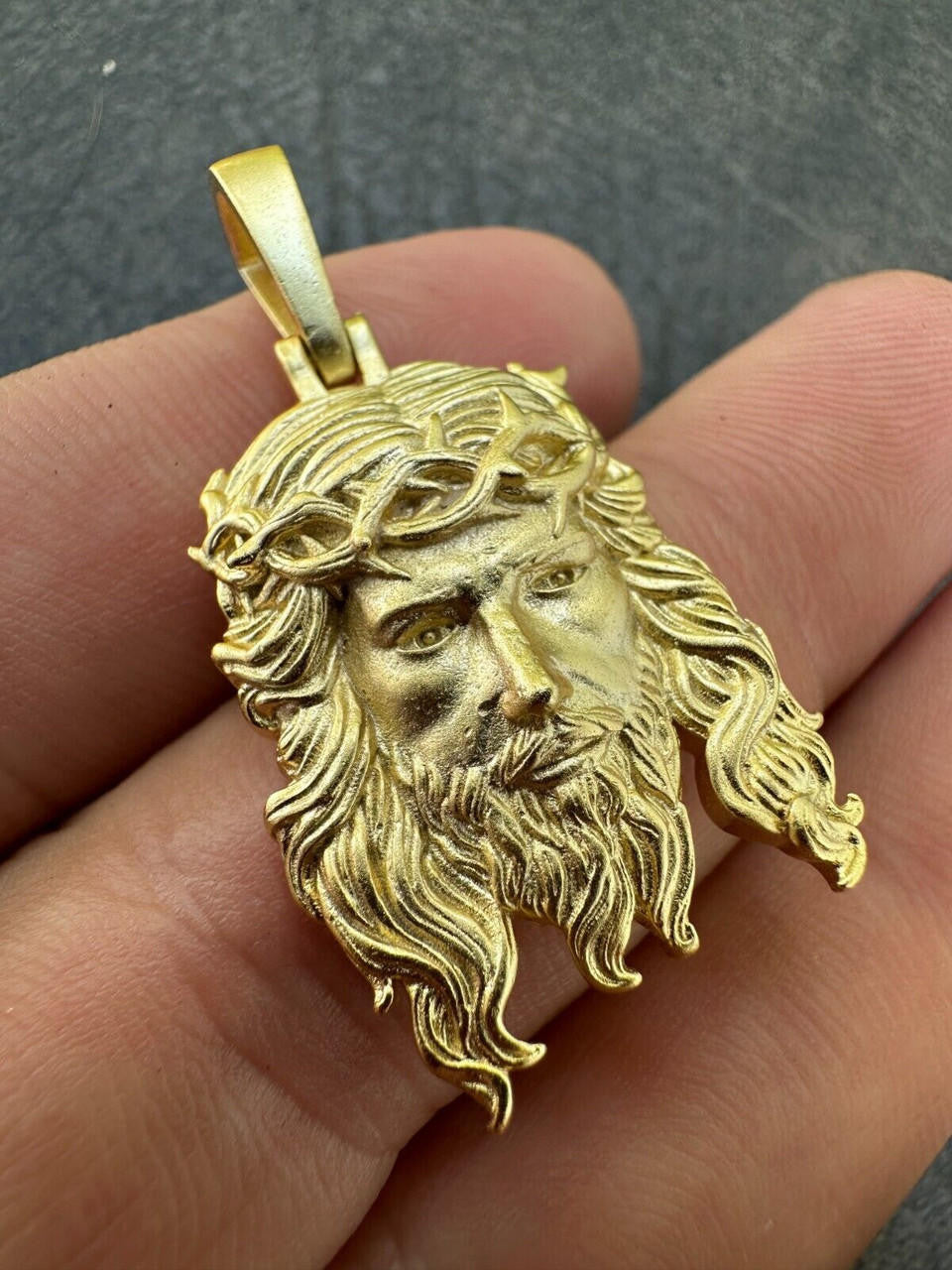 #1 Bestseller Jesus Piece Pendant - Sandblasted Matte Finish 14k Gold Vermeil 925 Silver - 3 Sizes 1.5"-3"