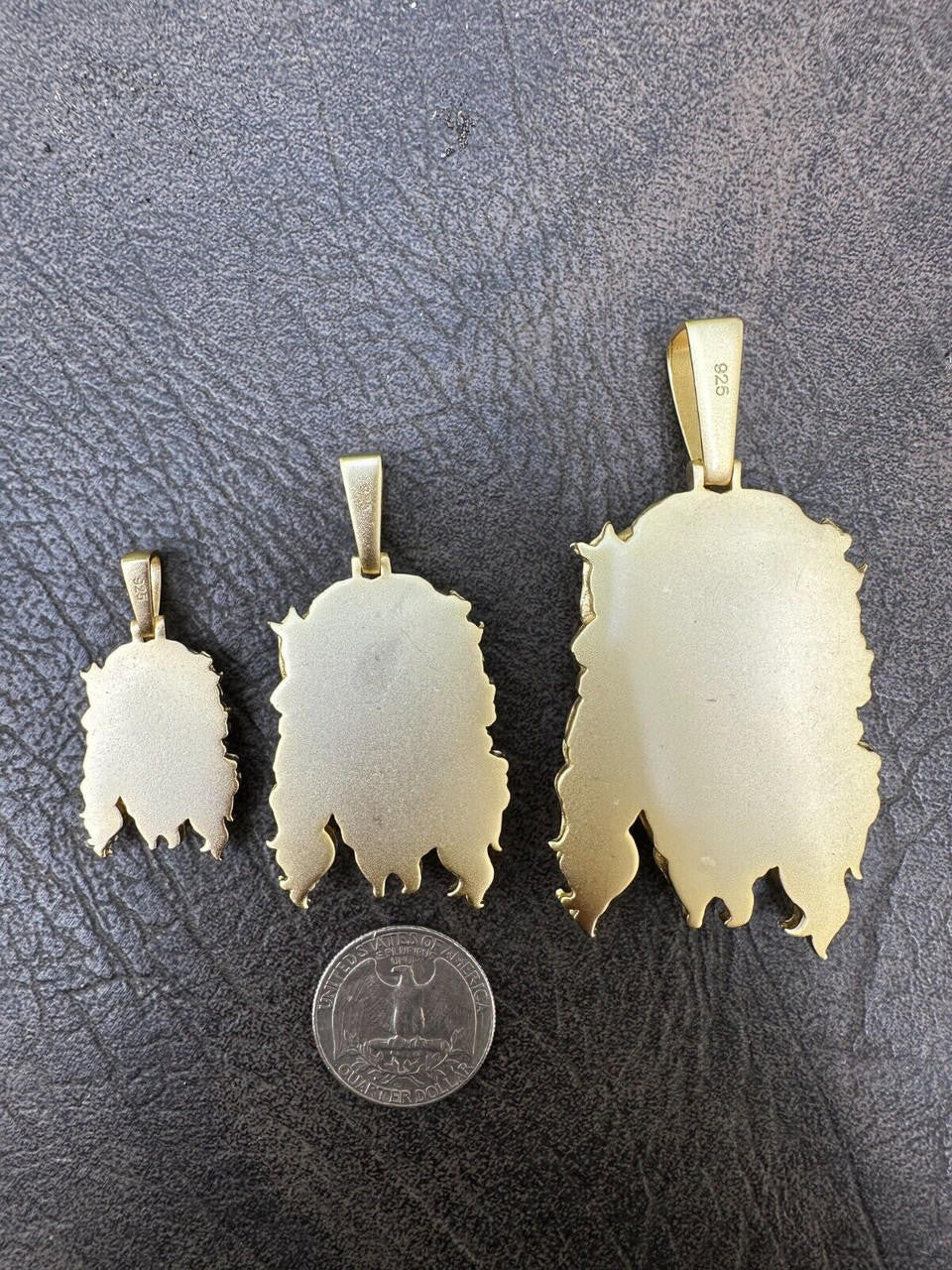 #1 Bestseller Jesus Piece Pendant - Sandblasted Matte Finish 14k Gold Vermeil 925 Silver - 3 Sizes 1.5"-3"